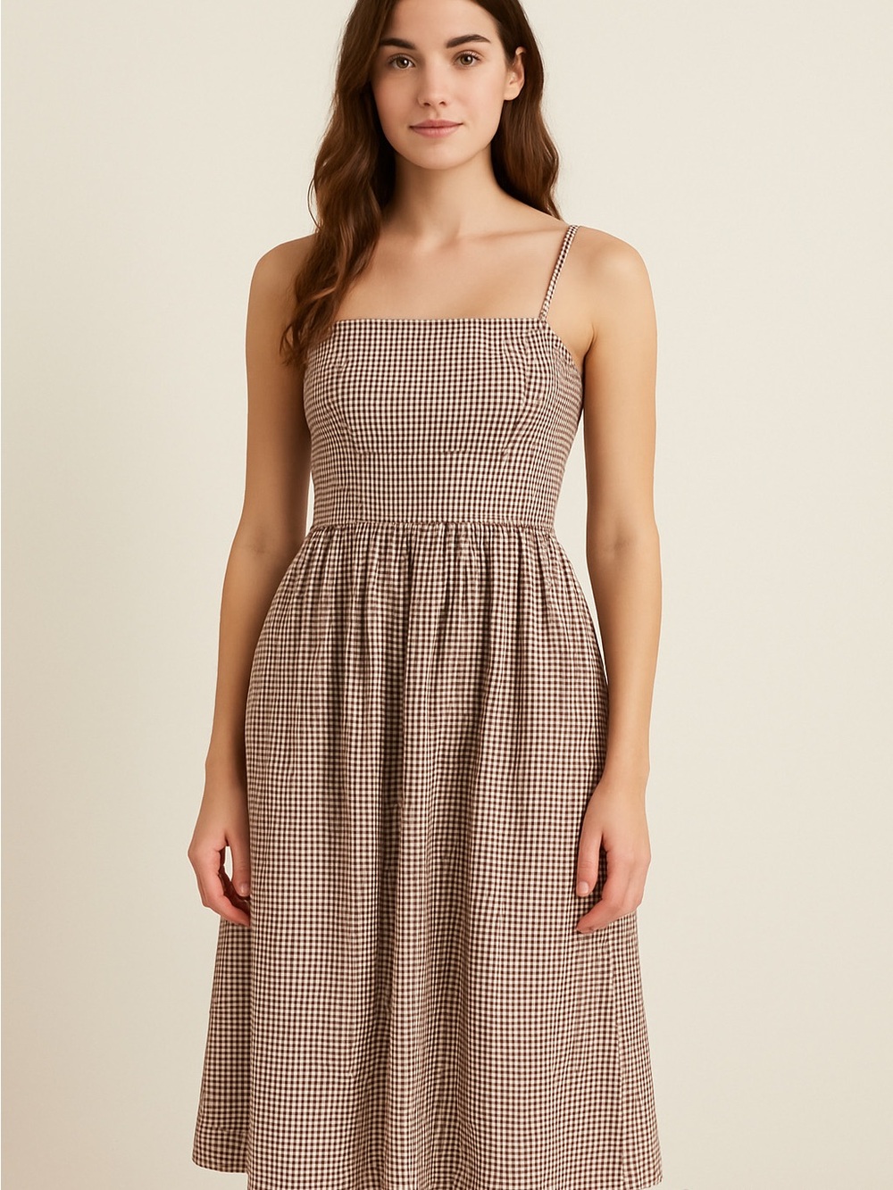 [NWT] Joie Gingham Checked Print Midi Dress - Sz S